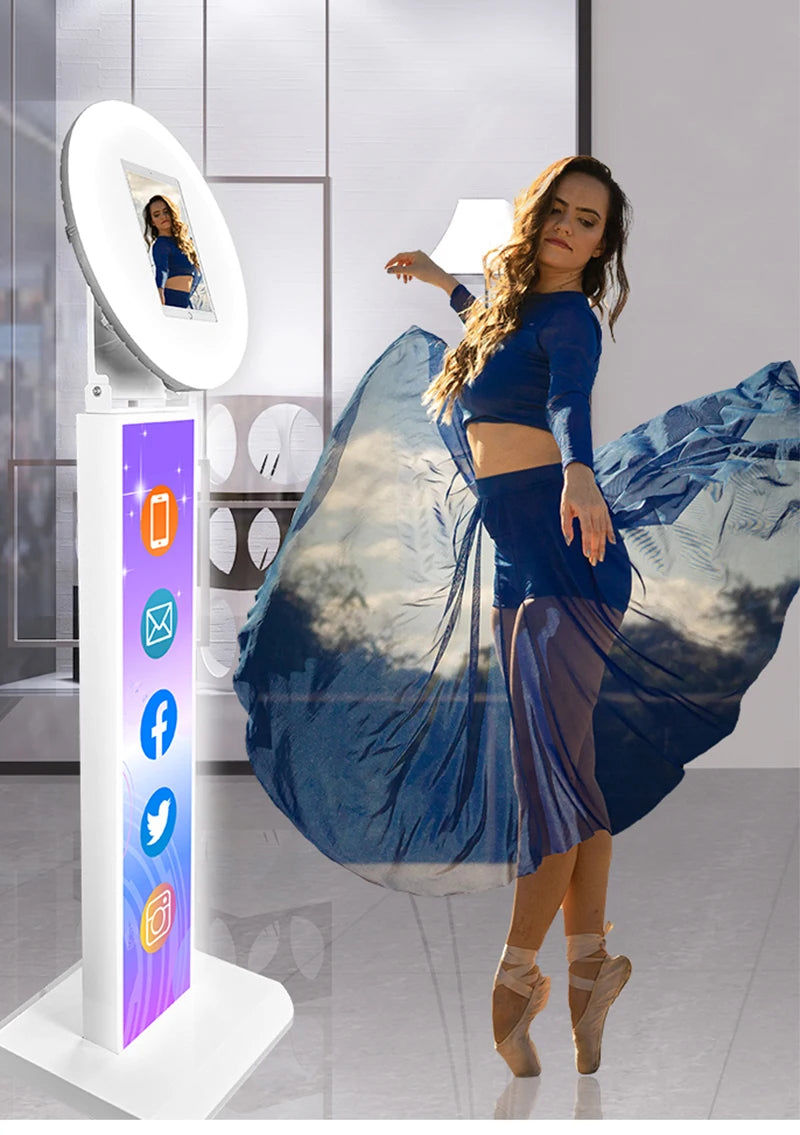 iPad Photo Booth Selfie Machine Shell Adjustable Stand Photobooth Customized LOGO With LED Ring Light For Wedding Partys Events - Image 6