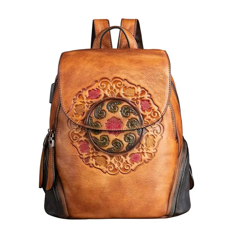 MOTAORA Fashion Backpack Retro Genuine Leather Backpacks For Women New Handmade Embossed Vintage Bag China Style Backpack Ladies - Image 11