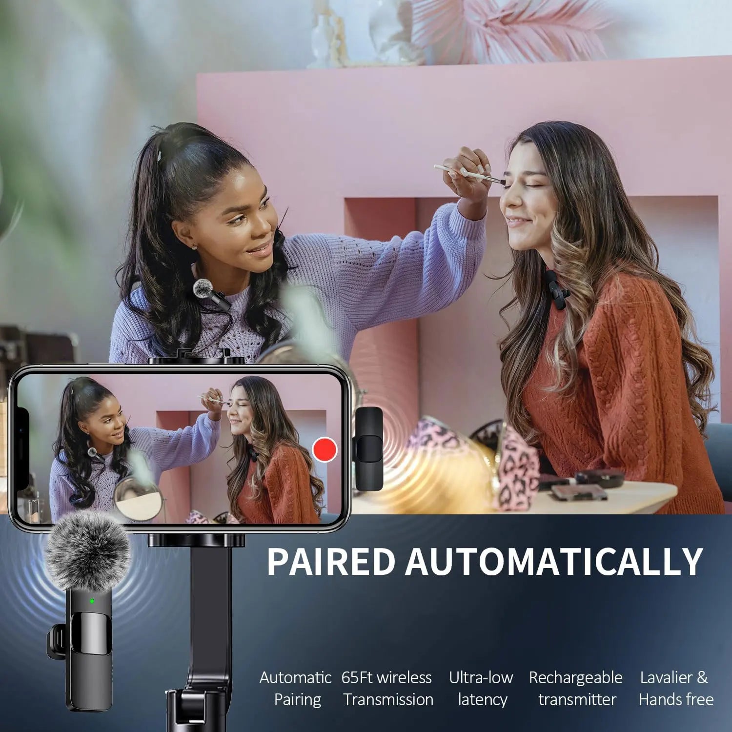 NEW Wireless Lavalier Microphone Audio Video Recording Mini Mic For iPhone Android Laptop Live Gaming Mobile Phone Microphone - Image 6